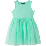 Girls Chenille Floral Sweatshirt & Tulle Tank Dress Set | Aqua