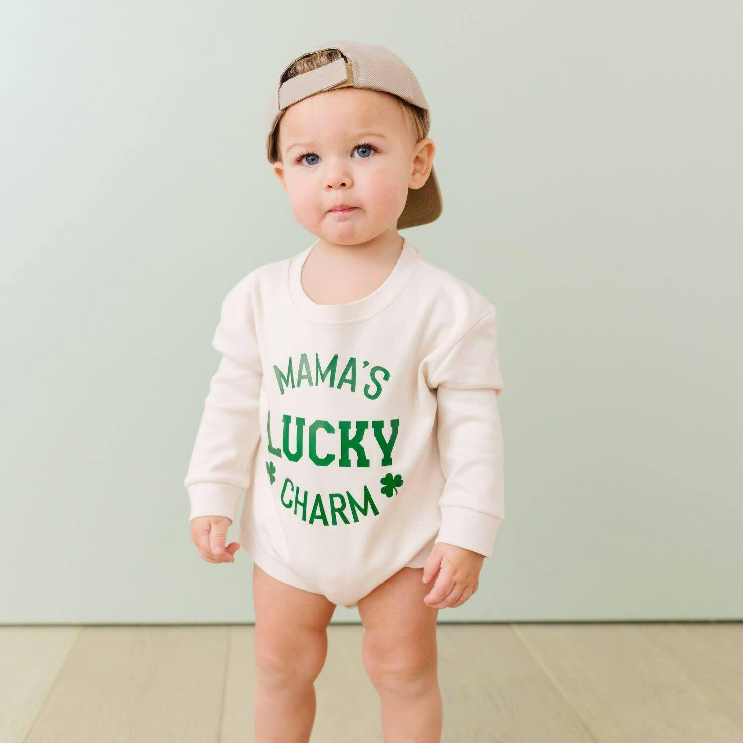 Mama's Lucky Charm St. Patrick's Day Long Sleeve Romper