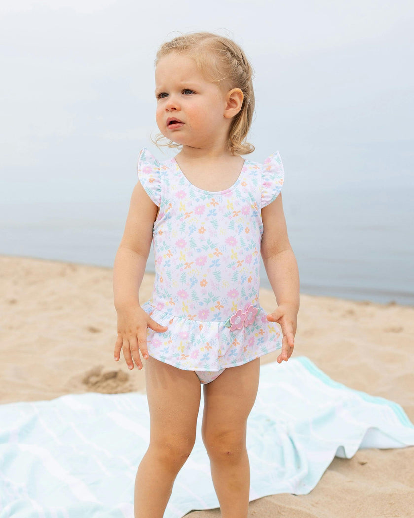 Floral Print Swimsuit With Flowers
