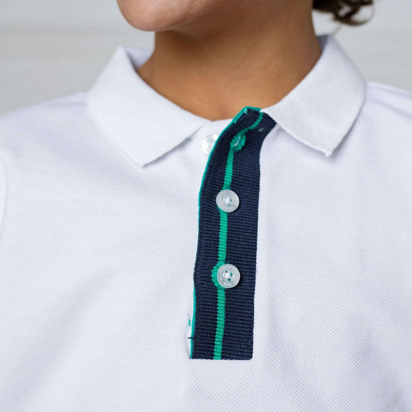 Organic Short Sleeve Knit Pique Polo Shirt, White