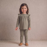 Organic Ruffle Sleeve Top Set of 2 - Winter Berry + Olive