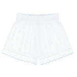 women's white scalloped short
