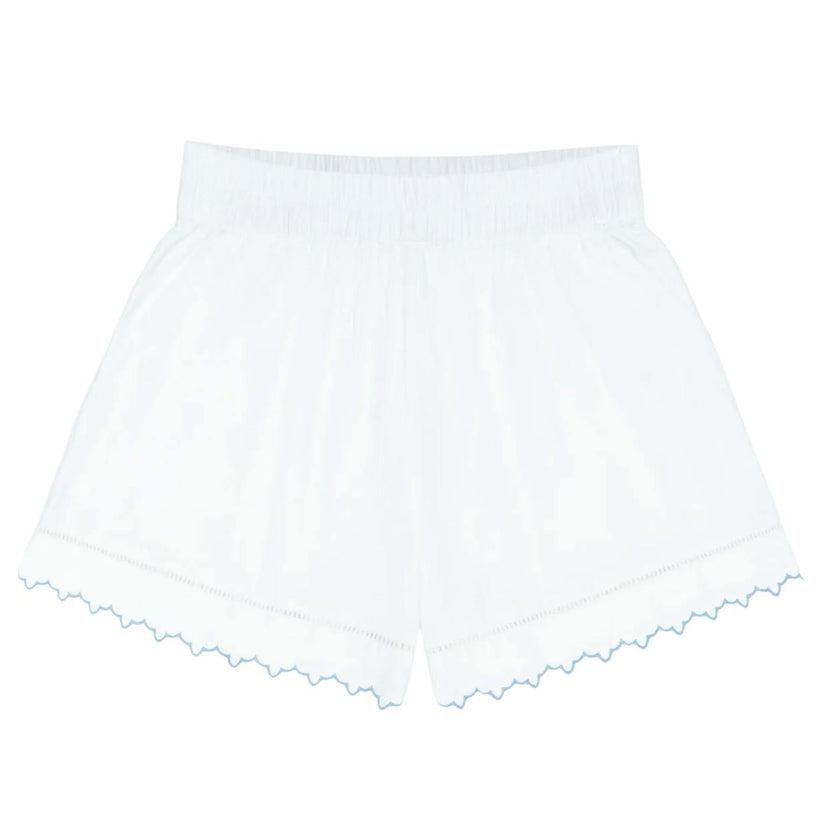women's white scalloped short