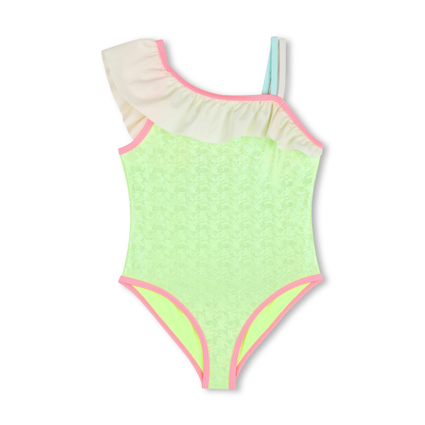 Green Lemon Swimsuit with Pastel Ruffle Straps