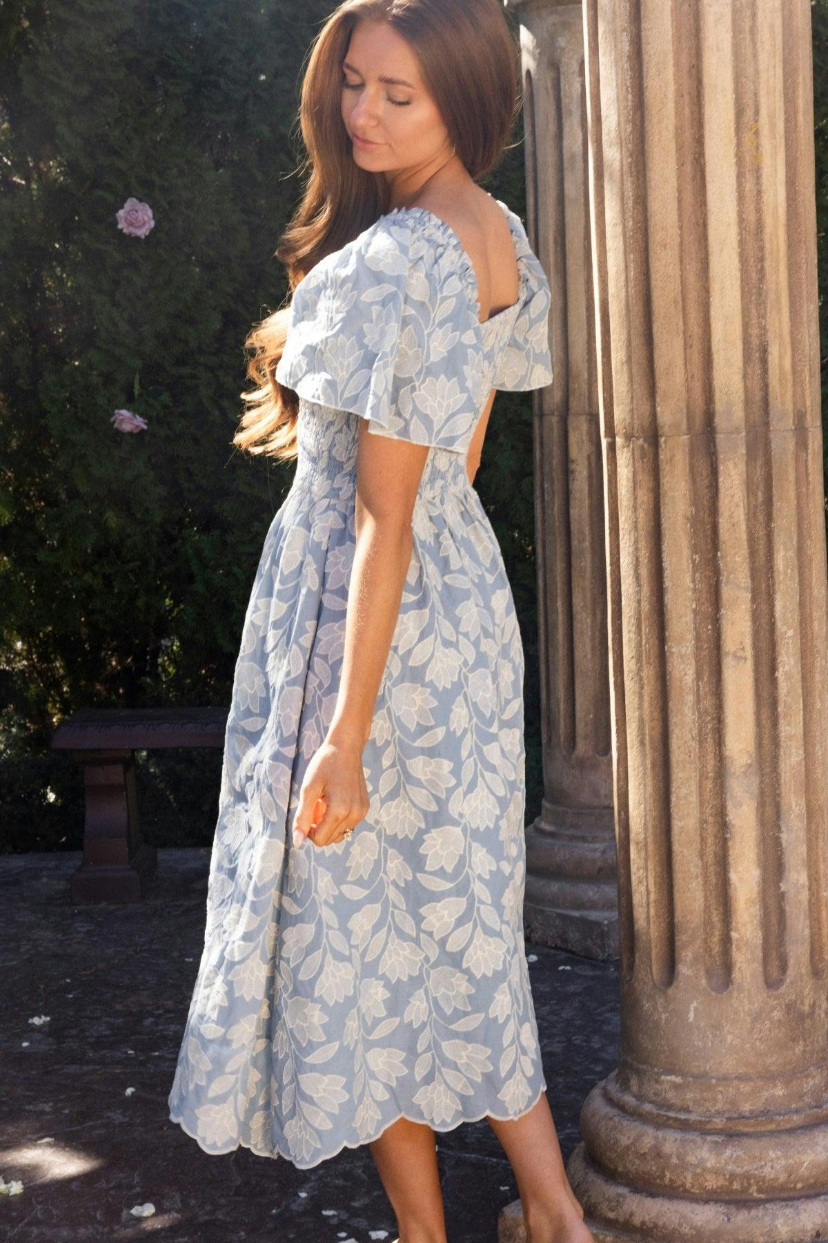 Ophelia Dress in Mosaic Embroidery