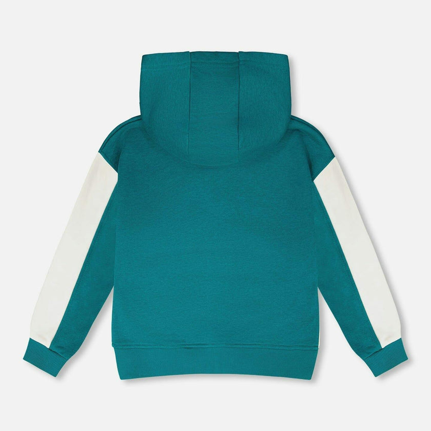 Hooded French Terry Cardigan Dark Turquoise
