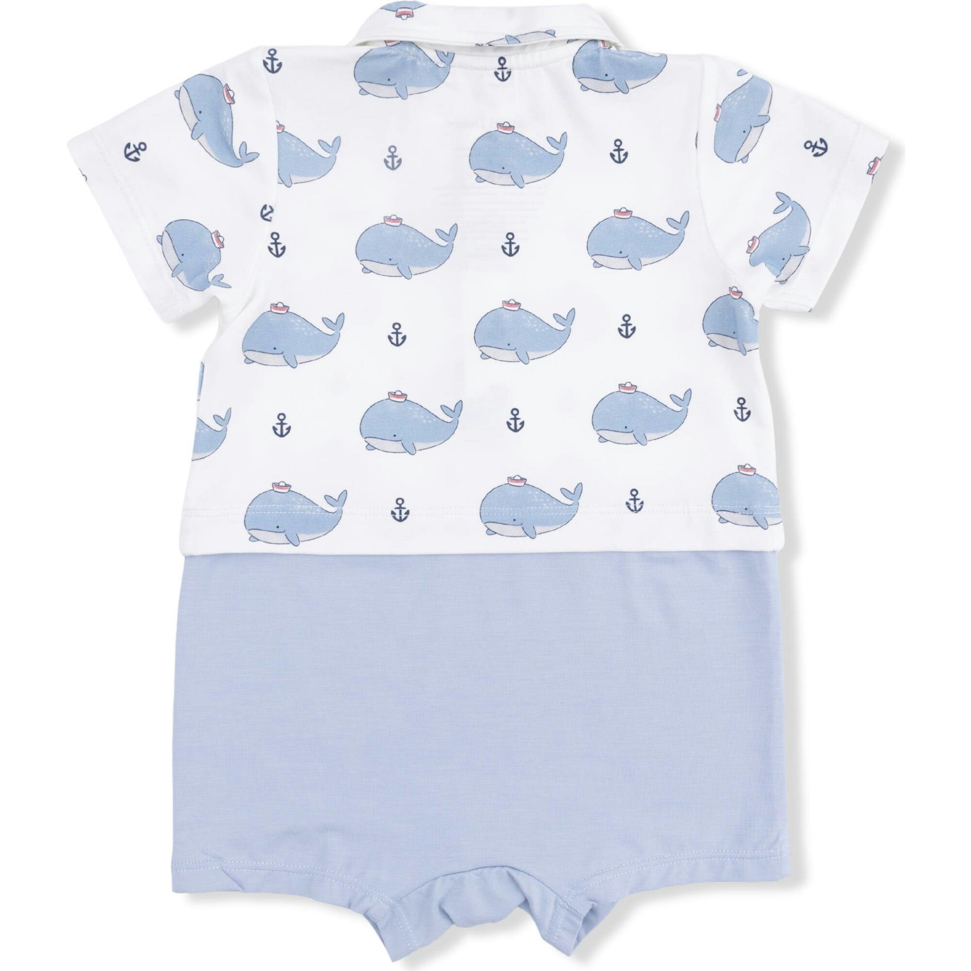 Bubbly Sailor Whales Blue - Short Playsuit