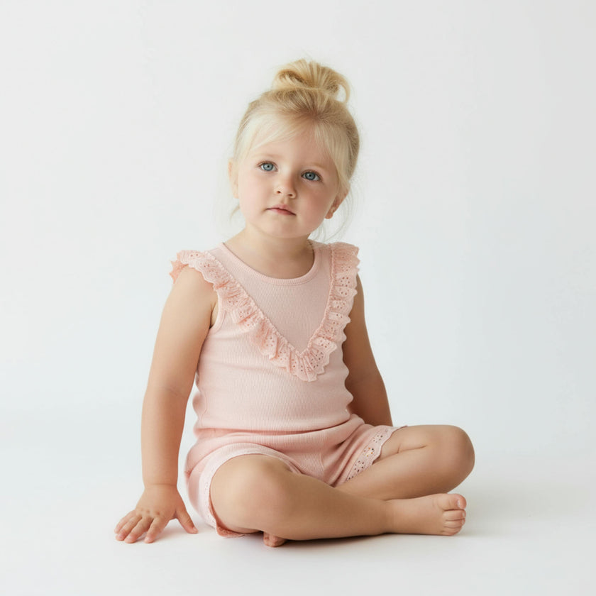 Organic Ruffle Top & Shorts Set - Blush