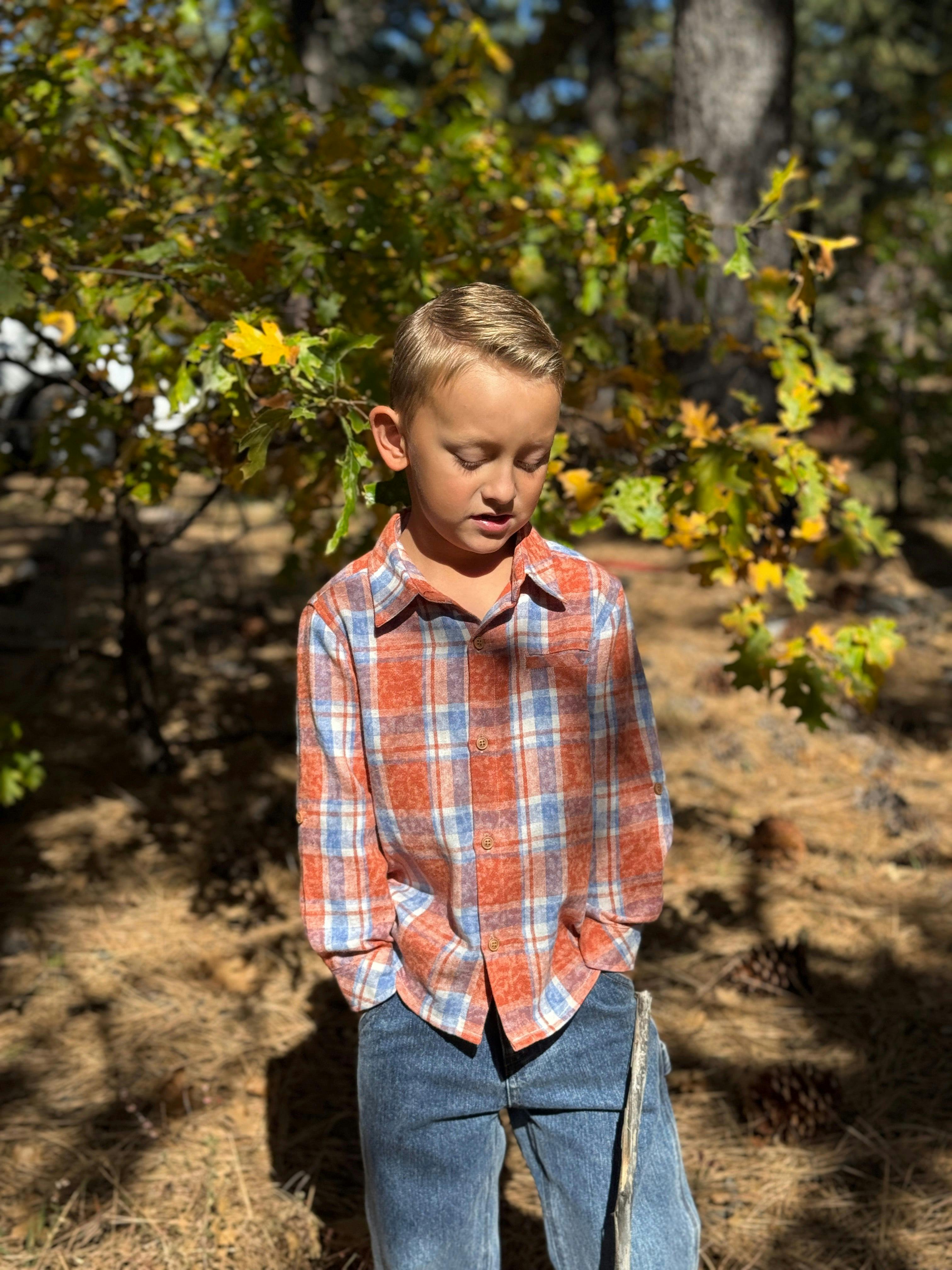 ATWOOD woven shirt rust/blue washed plaid