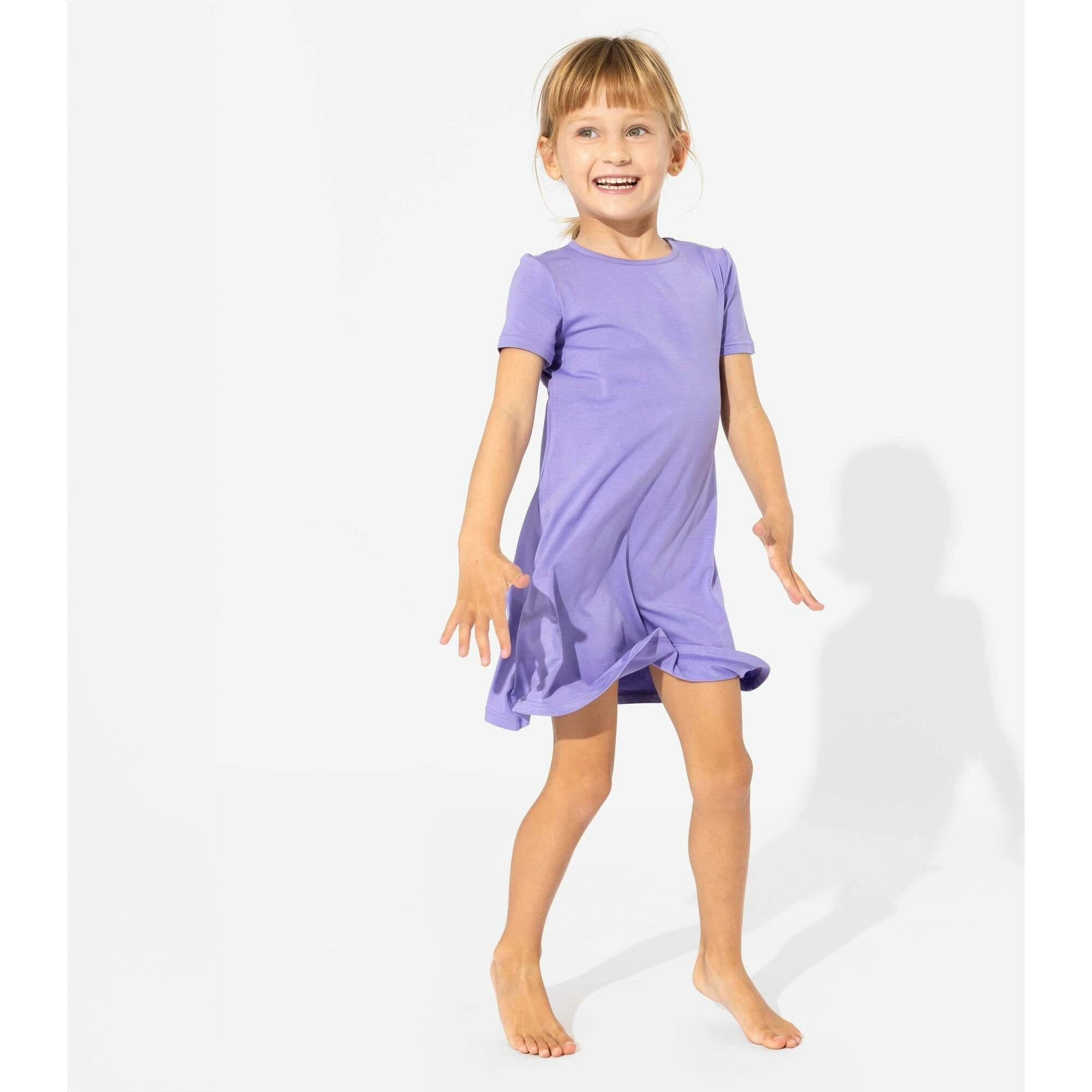 Poppin Purple Bamboo Girls' Short Sleeve Dress