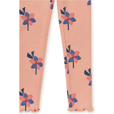Floral Print Ribbed Elastic Waist Leggings, Yellow