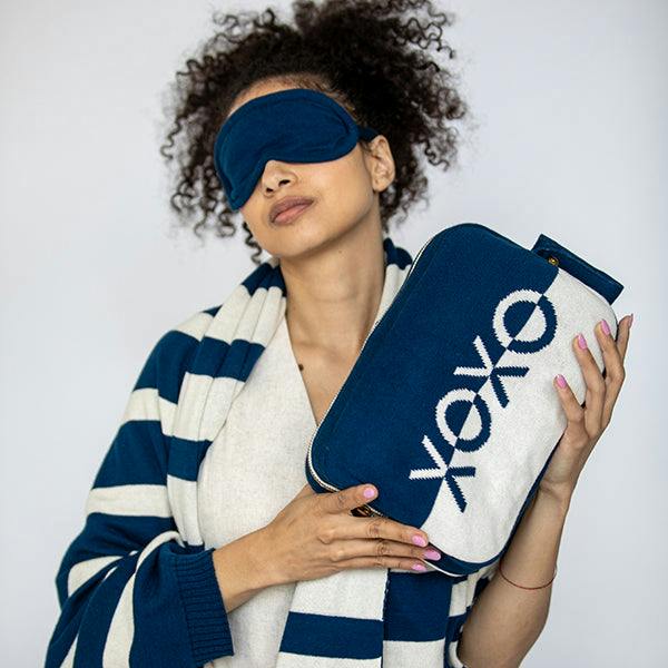 Xoxo Reversible Stripes Blanket Travel Set