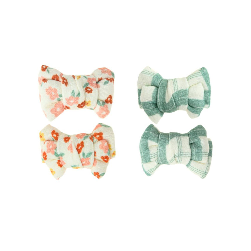 Pigtail Bow Hair Clips Set of 2 | Organic | Lille Cottage Club