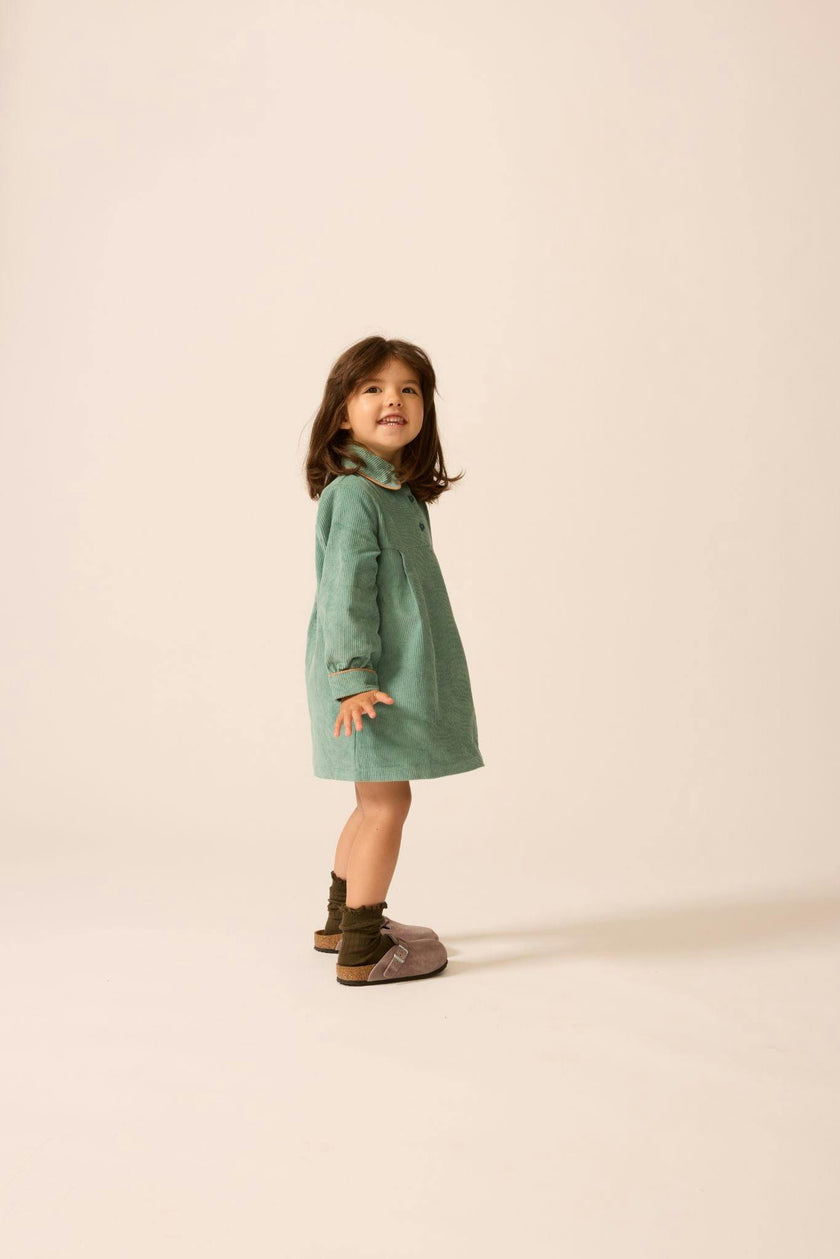 Shirtdress in Teal Tambourine Corduroy