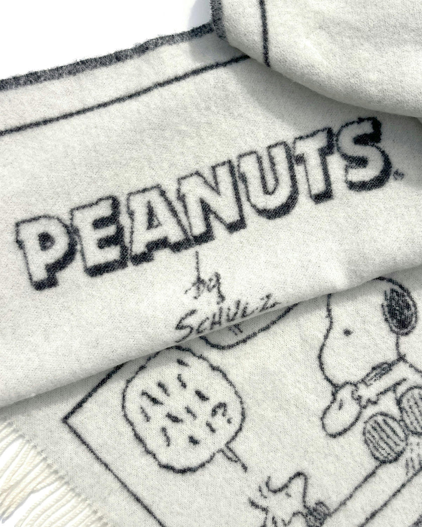 Blanket PEANUTS DOUGHNUT Comic Strip Black / White 4.25 x 6.5ft