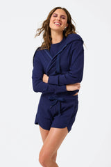 Womens Rib Crop Hoodie