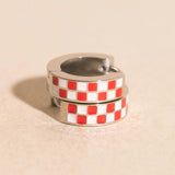 Checkered Chunky Huggie Hoop Earrings