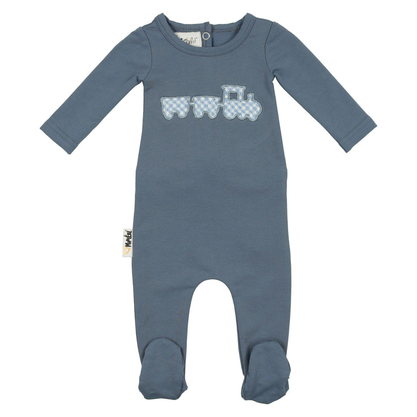 Gingham Train Footie
