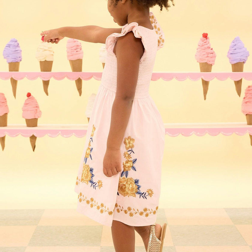 Mini Hattie Dress in Embroidered Spring Floral