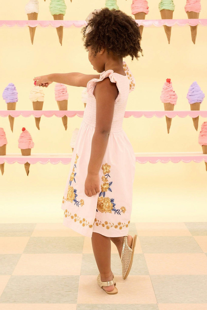Mini Hattie Dress in Embroidered Spring Floral