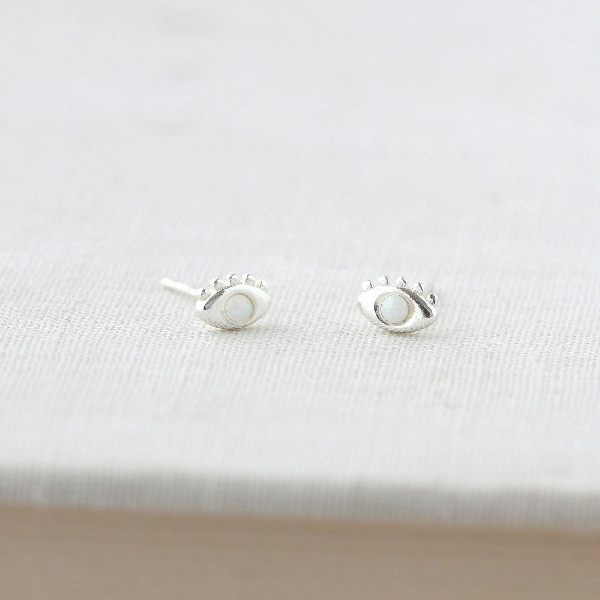 Eye with Opal Stud Earrings