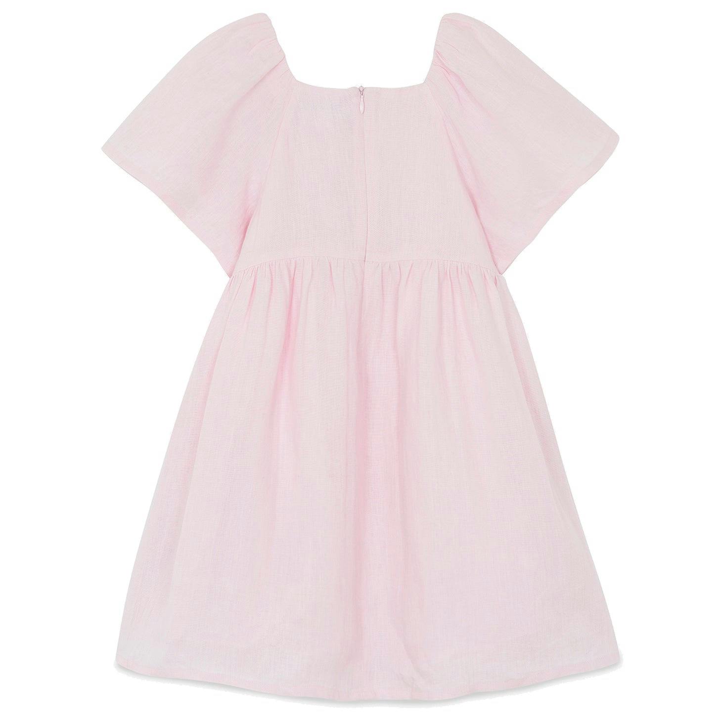 TARTINE ET CHOCOLAT Embrodiered Linen Flutter Dress