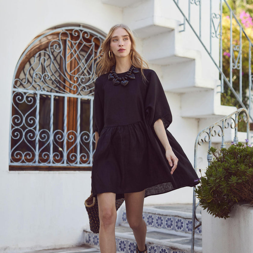 Alcala Linen Dress - Black