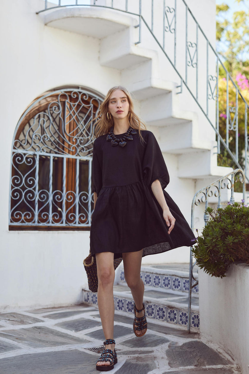 Alcala Linen Dress - Black