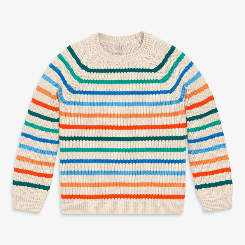 Kids crewneck sweater in rainbow stripe