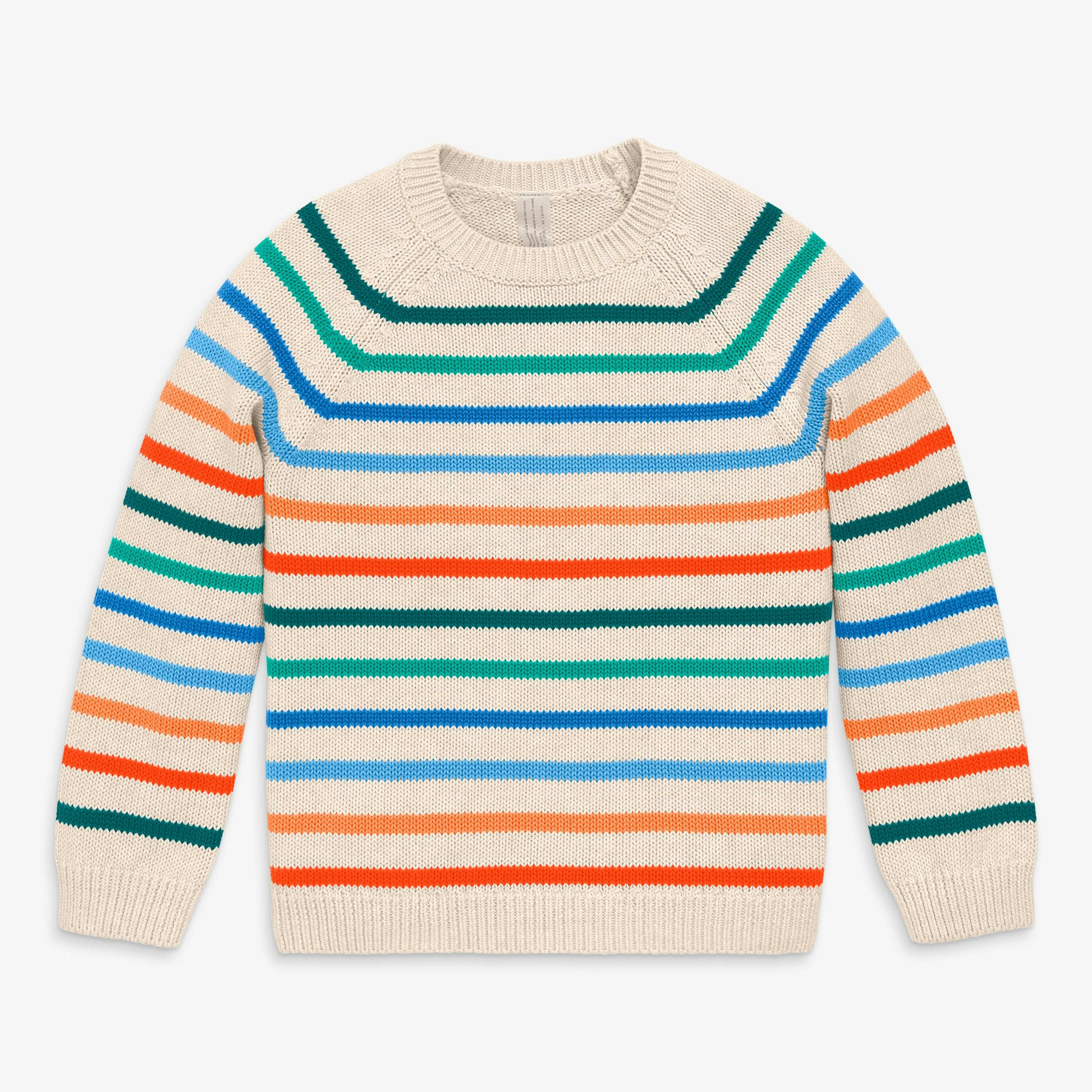 Kids crewneck sweater in rainbow stripe