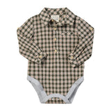 JASPER Sage/Rust Stitch Plaid Woven Onesie