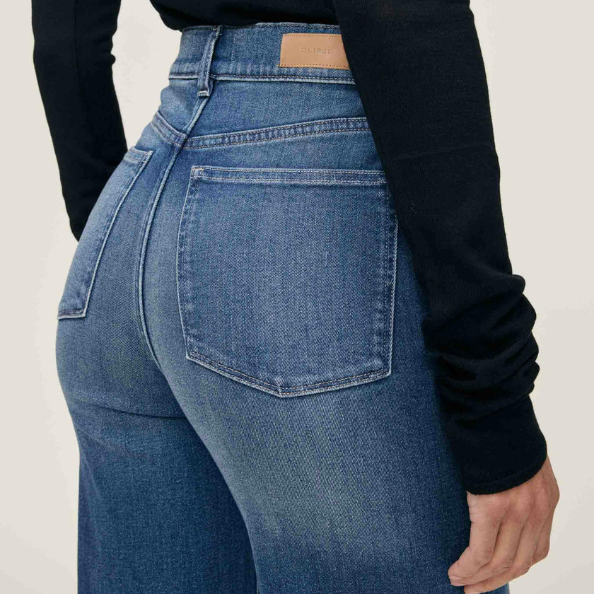 Hepburn Wide Leg High Rise Ankle Jeans Oceanside