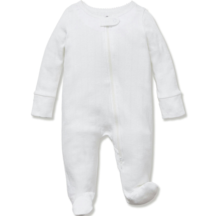 Baby's Pointelle Footie Romper in White