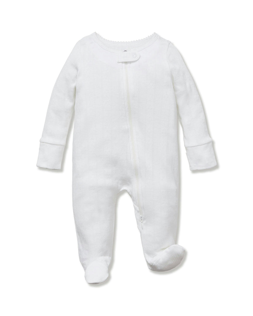 Baby's Pointelle Footie Romper in White