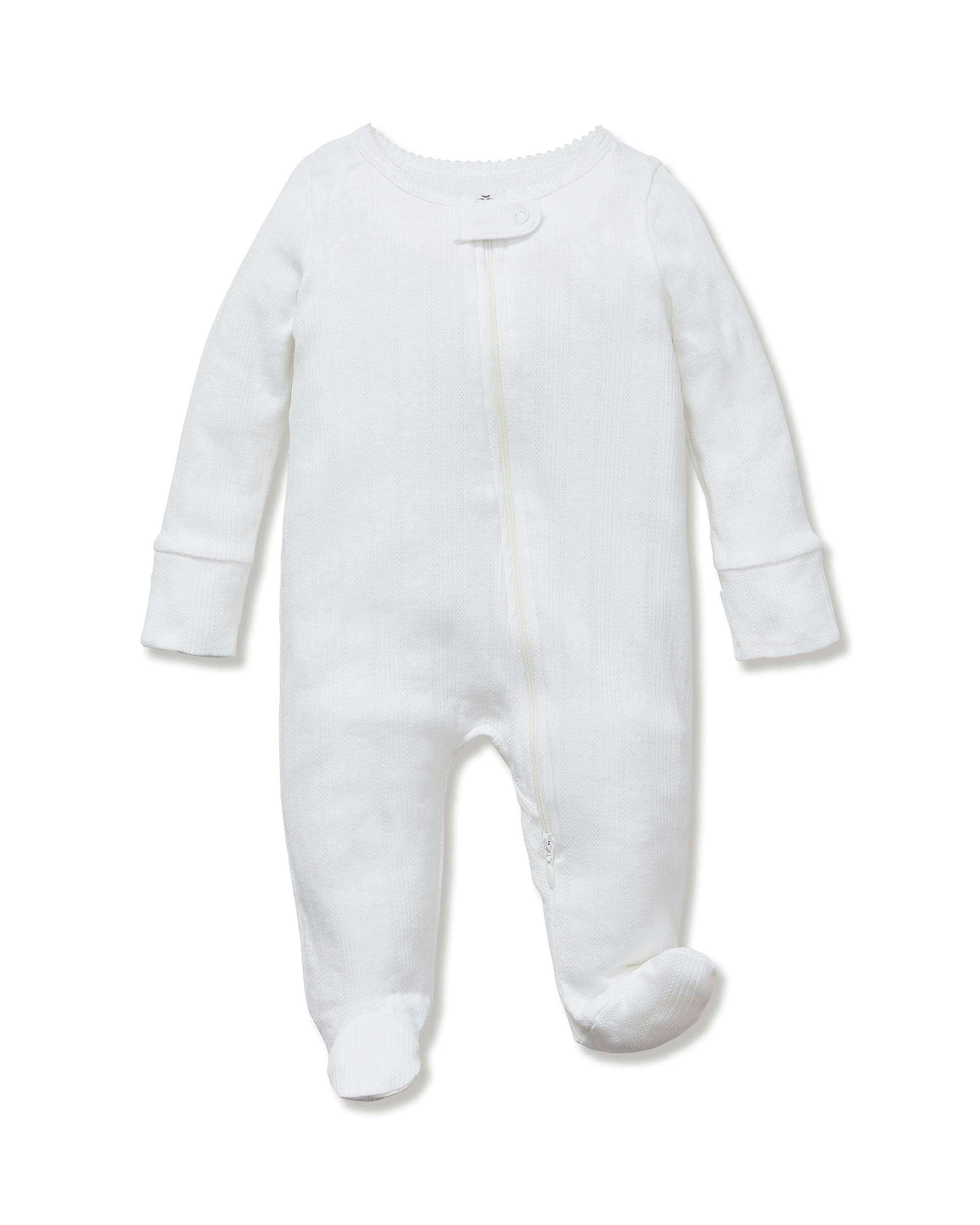 Baby's Pointelle Footie Romper in White