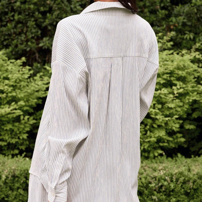 Sevilla Top in Blue & White Pinstripe