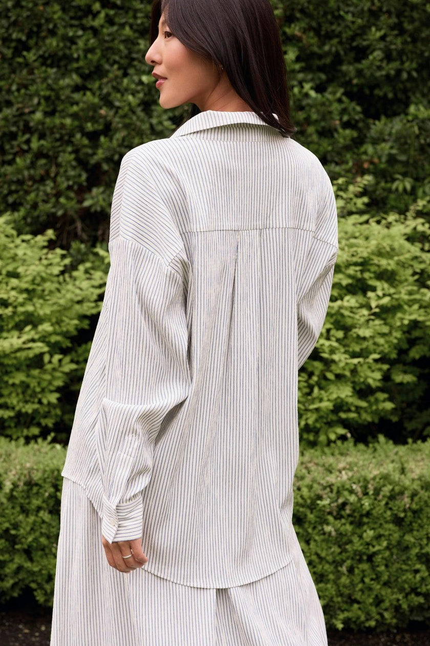 Sevilla Top in Blue & White Pinstripe