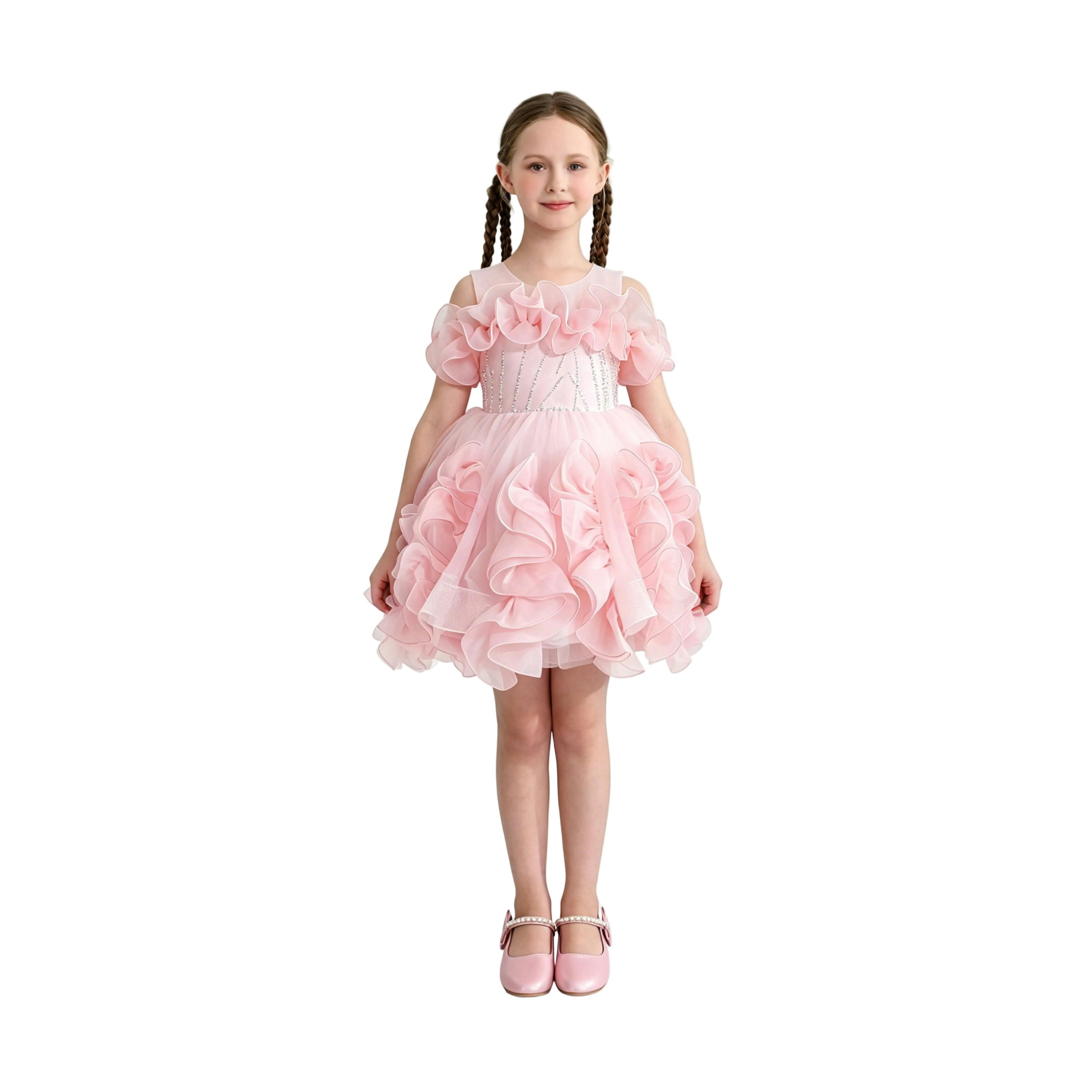 Pink Zaria Ruffled Party Dress