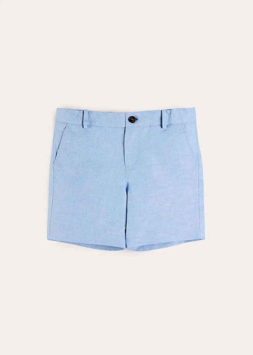 Linen Blend Tailored Shorts in Sky Blue (4-10yrs)