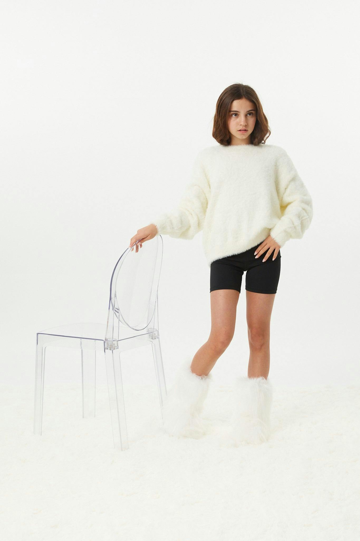 Maya Taupe Fluffy Drop Shoulder Sweater