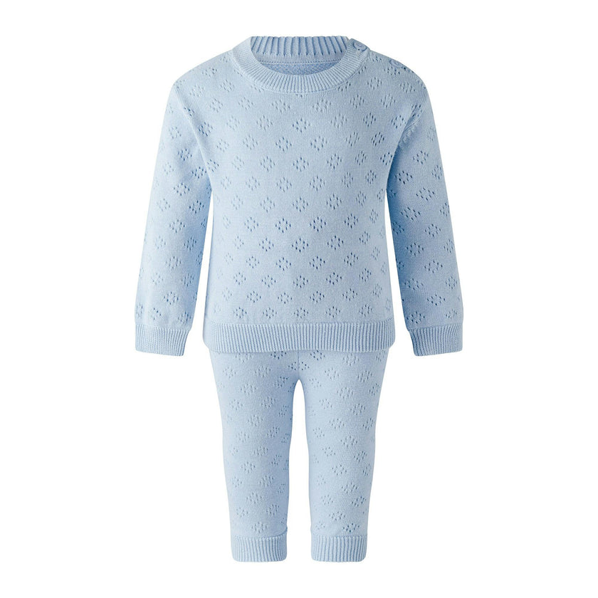 Blue Pointelle Sweater & Legging Set