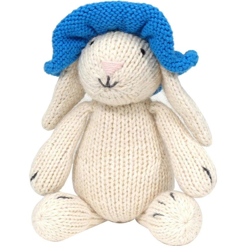 Knit Bunny with Blue Sun Hat