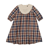 Embroidered Windowpane Long Sleeve Dress