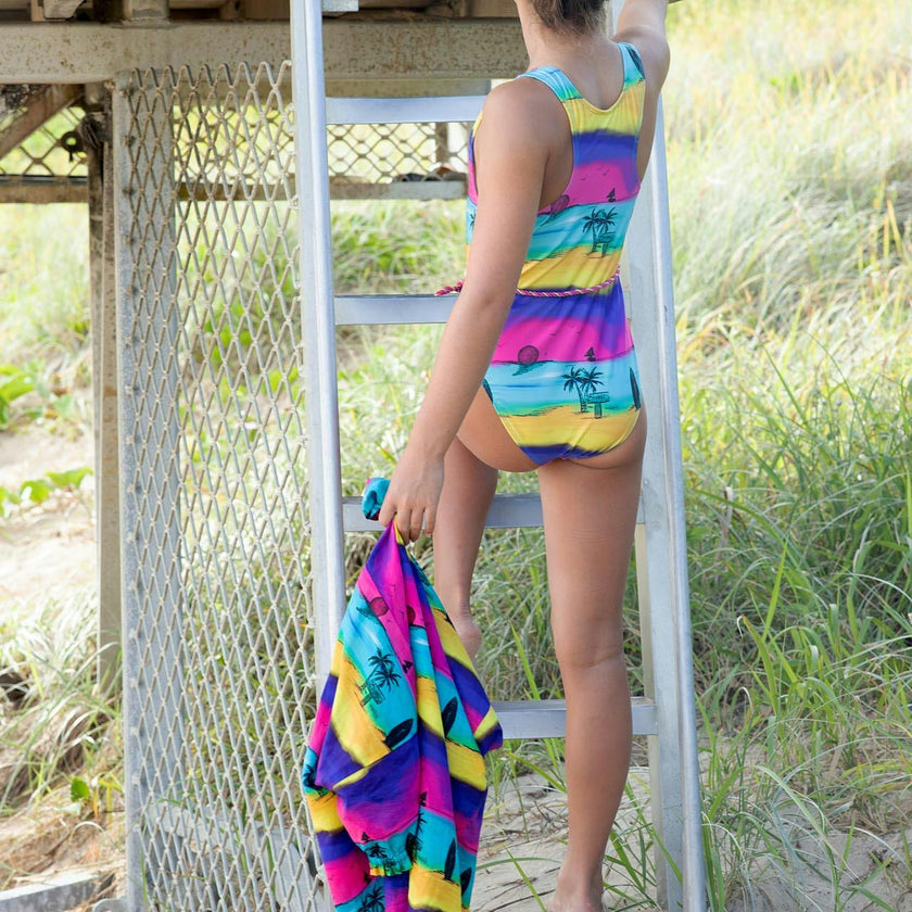T-Back Belted One Piece (Camp Cove Print)
