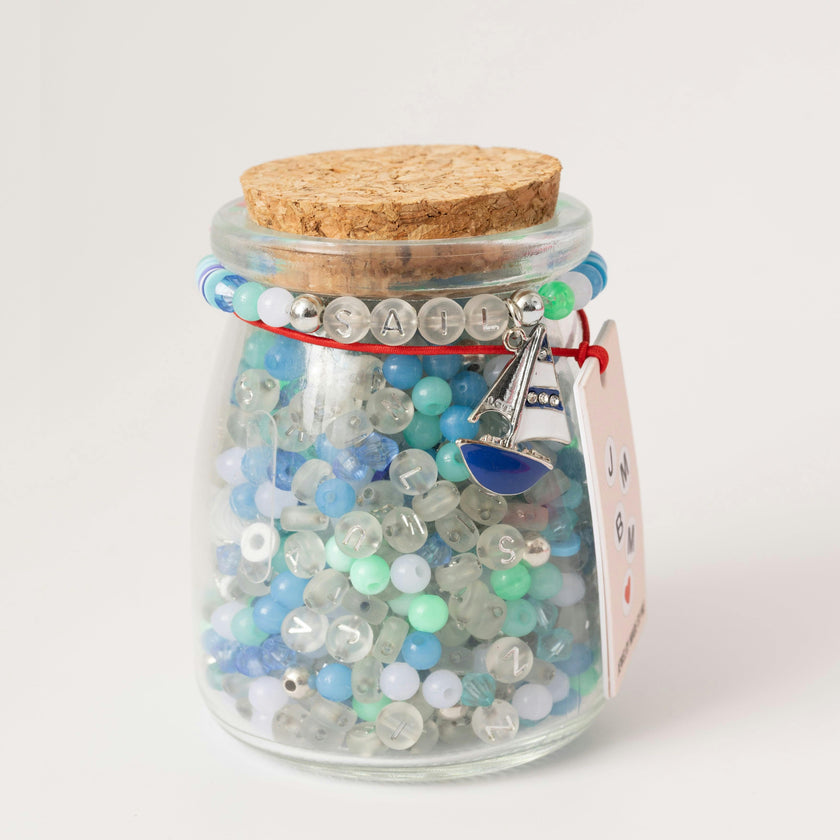 Sail Clear Alphabet Bead DIY Stretch Bracelet Kit with Sailboat Charm