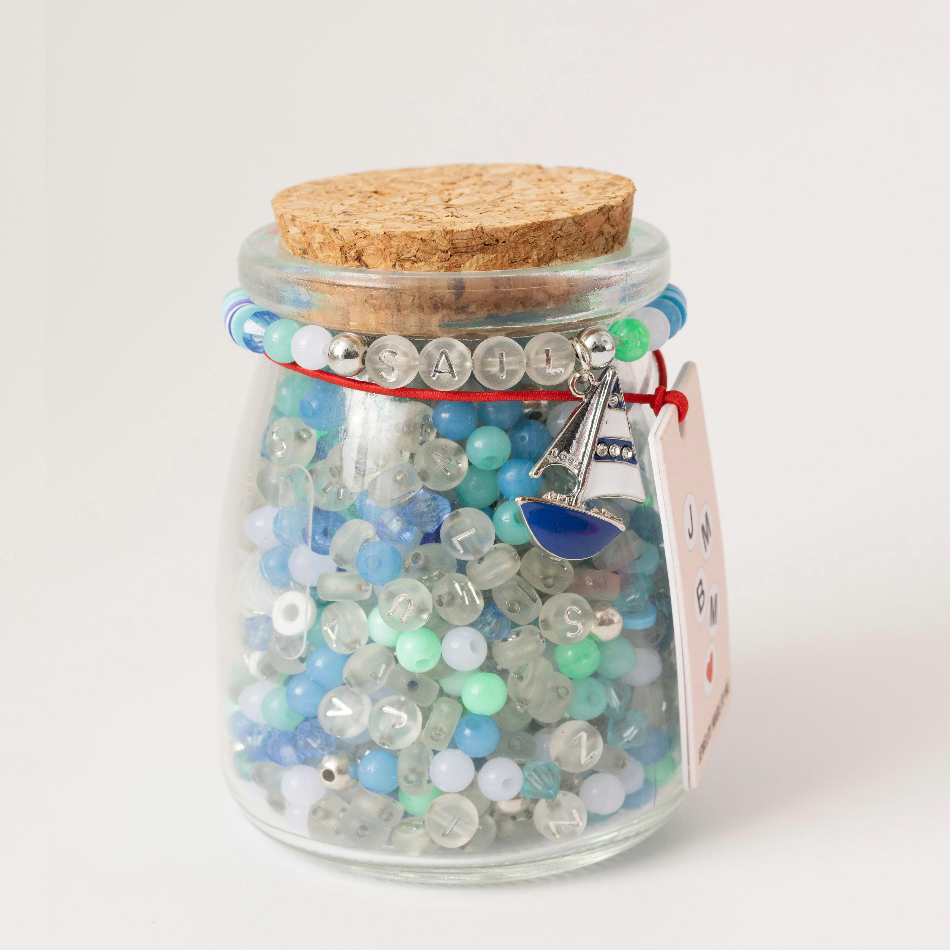 Sail Clear Alphabet Bead DIY Stretch Bracelet Kit with Sailboat Charm