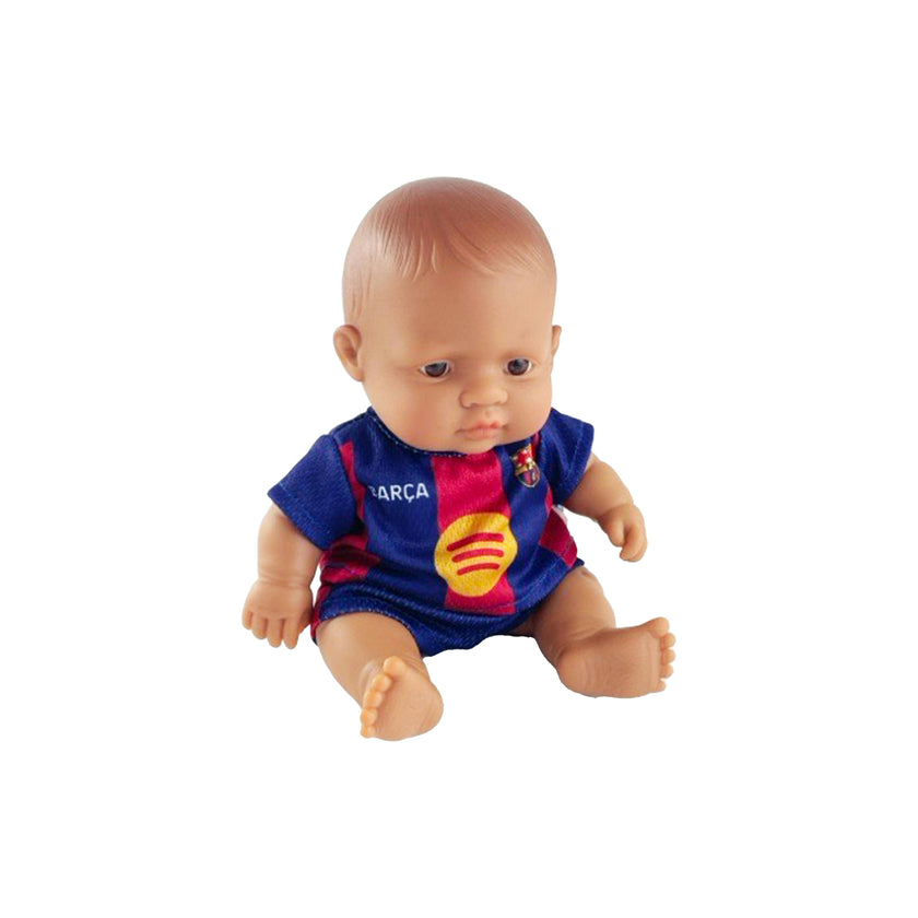 Miniland 8 1/4" Baby Boy Doll with Barcelona Soccer Jersey