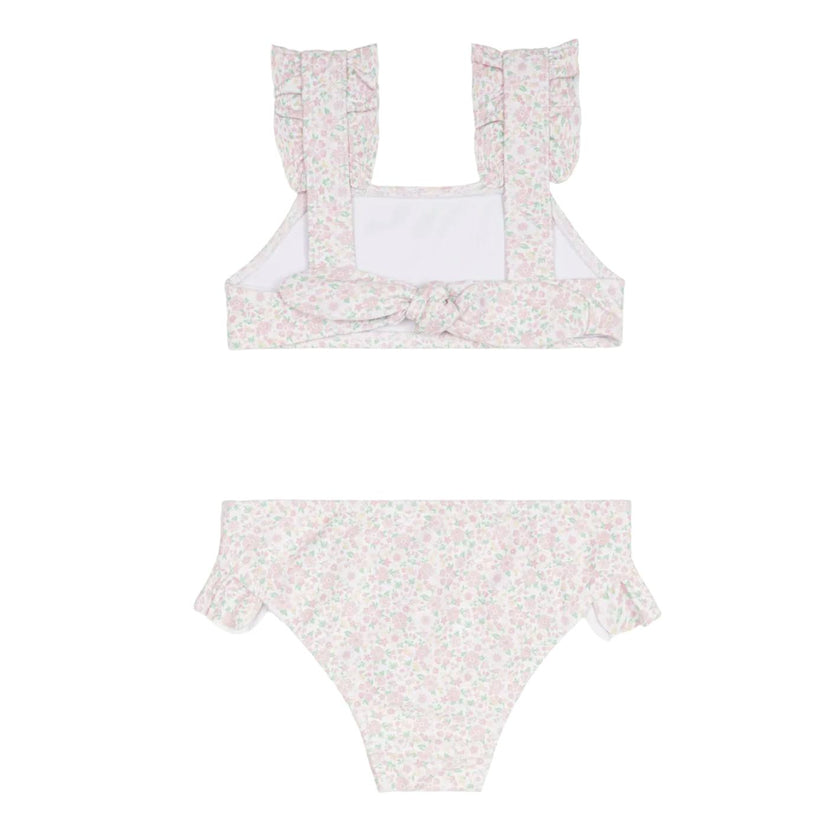girls antique floral ruffle strap bikini