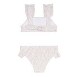 girls antique floral ruffle strap bikini