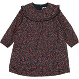 Floral Long Sleeve Ruffle Trim Yoke Dress